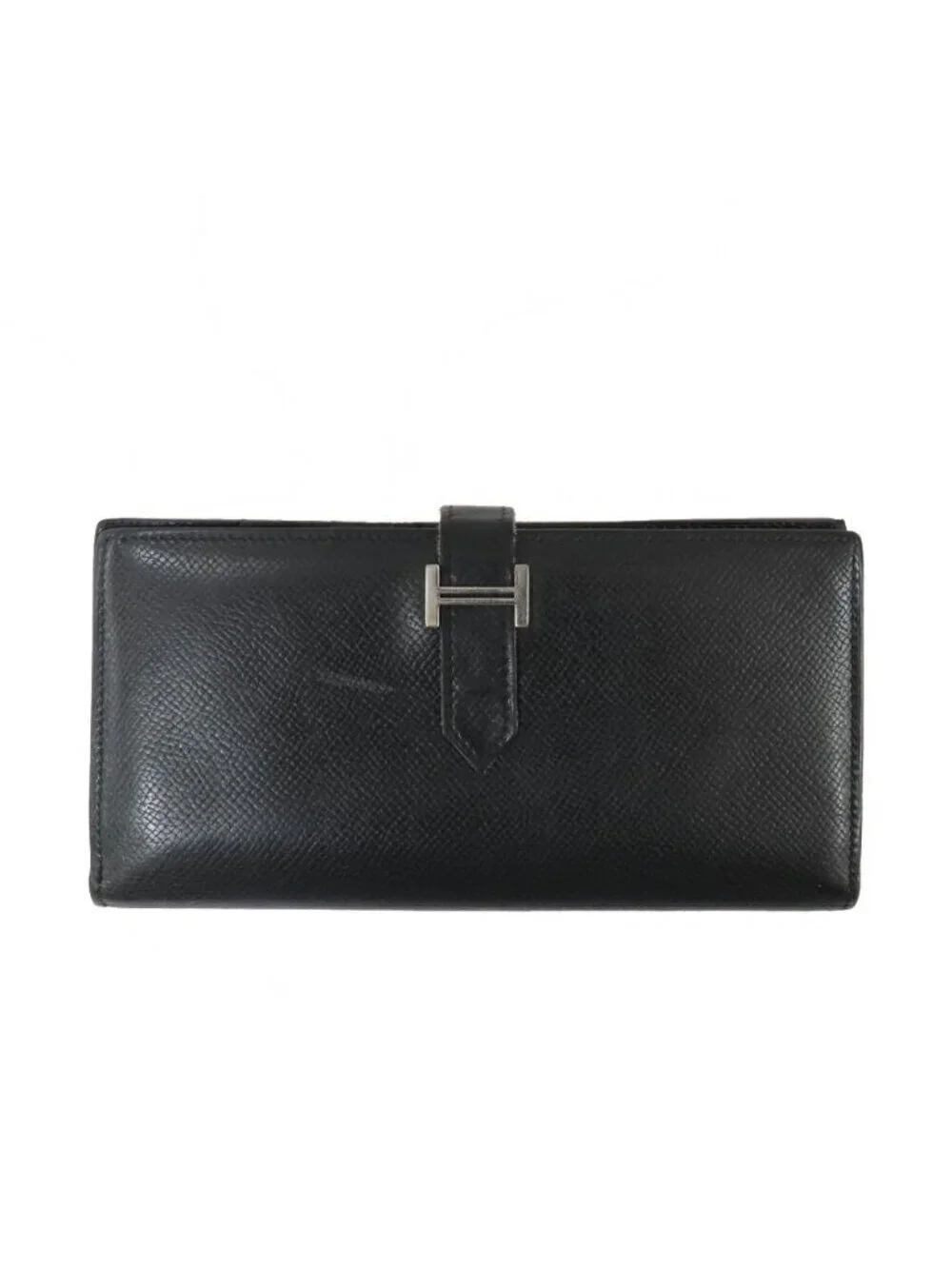 Hermes Bearn Souffle Veau Epsom Black Silver Wallet